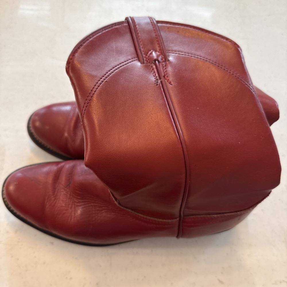 Vintage Red Women's Laredo Leather Slip On Cowboy Boots Size 6.5M USA 17999
